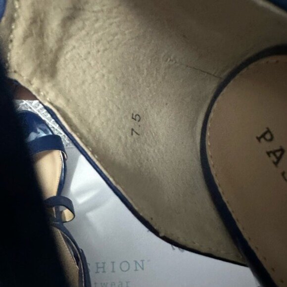 Pashion Footwear Blue Convertible Heels Sandals Size 7.5 Elegant Evening Chic - Picture 10 of 16